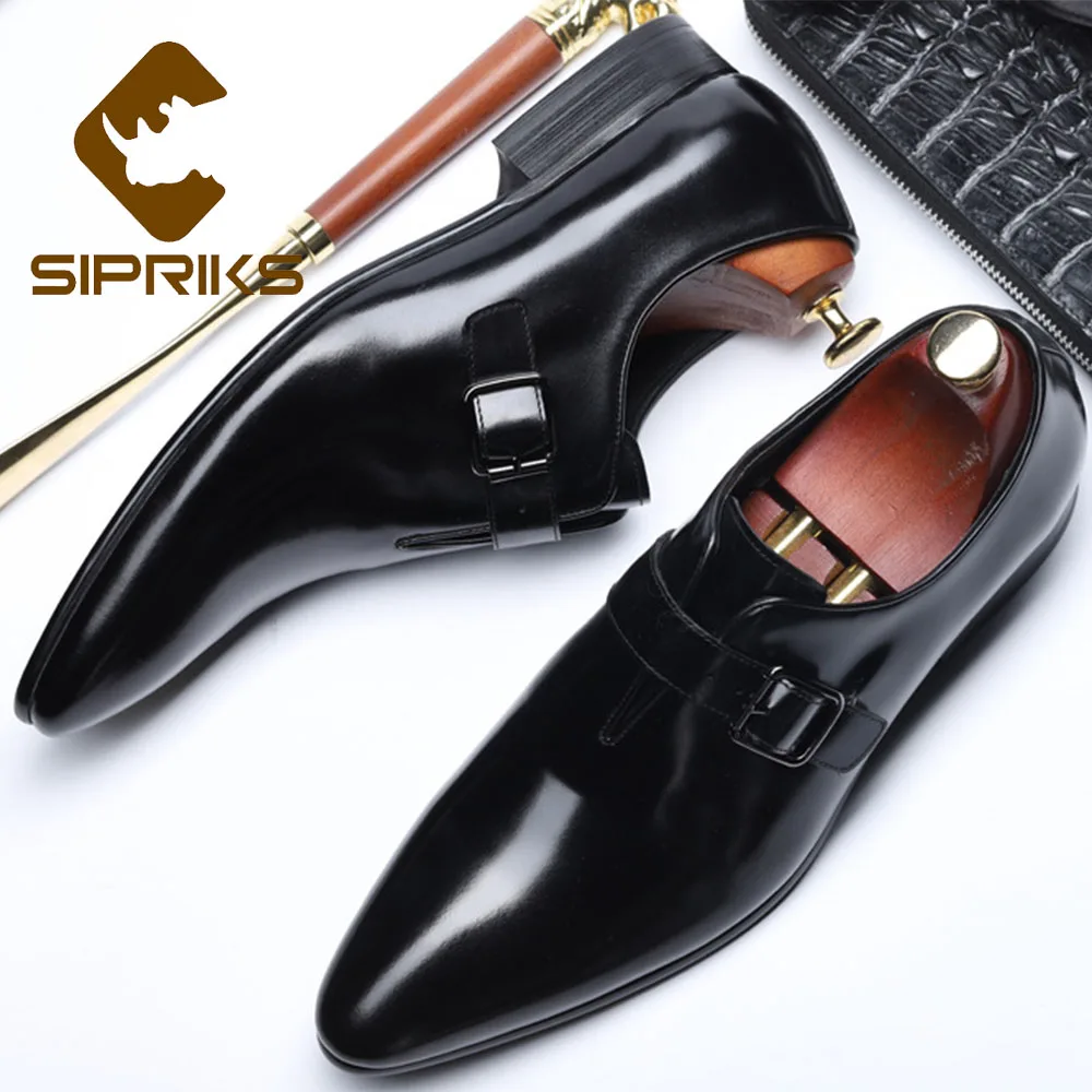 Sipriks Men Shoes Leather Summer Dark Brown Casual 2019 Luxury Brand Wedding Single Monk Strap Sneakers Designers |