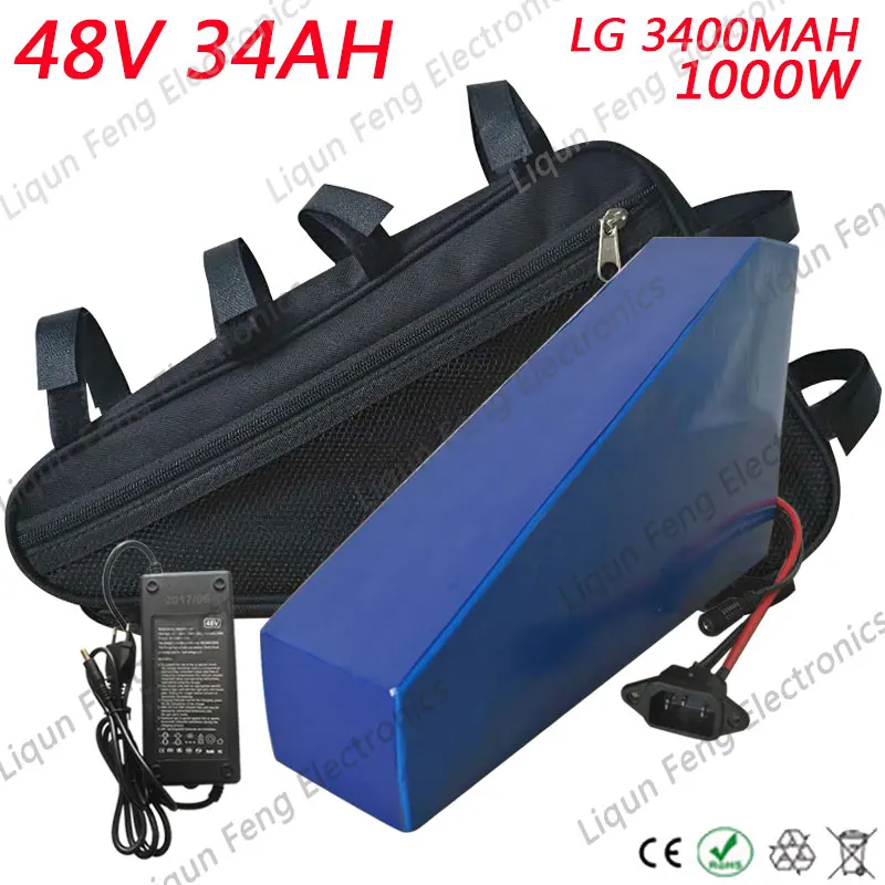 48V 34AH e велосипед треугольный литий ионный аккумулятор 1000W электрический