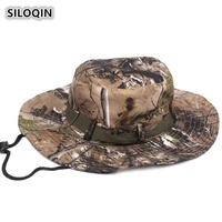siloqin summer mens jungle camouflage breathable bucket hats balaclava camp mountaineering sunhat wind rope fixed fishing hat