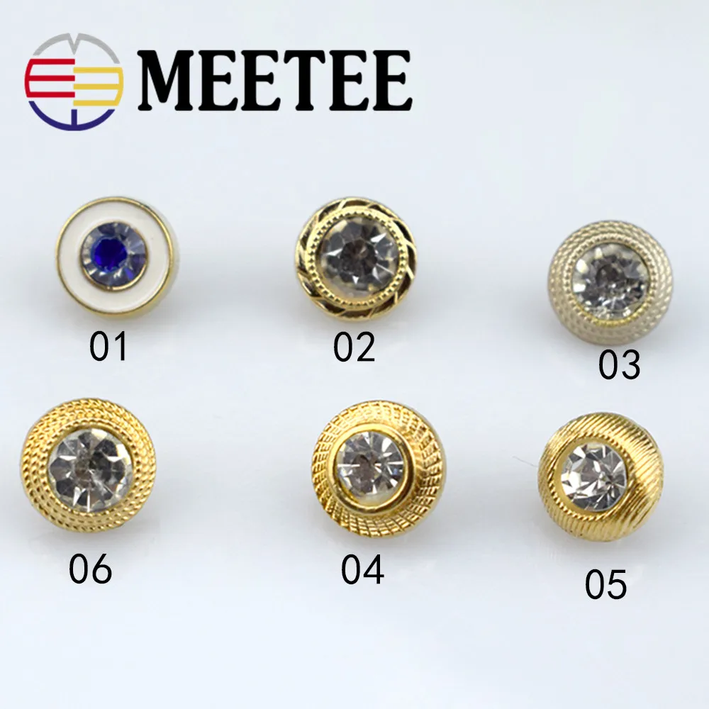 30pcs Meetee 10mm Mix Rhinestones Decor Metal Buttons Round Shank Button for Shirt Sweater Clothes Sewing Scrapbooking Accessory | Дом и сад
