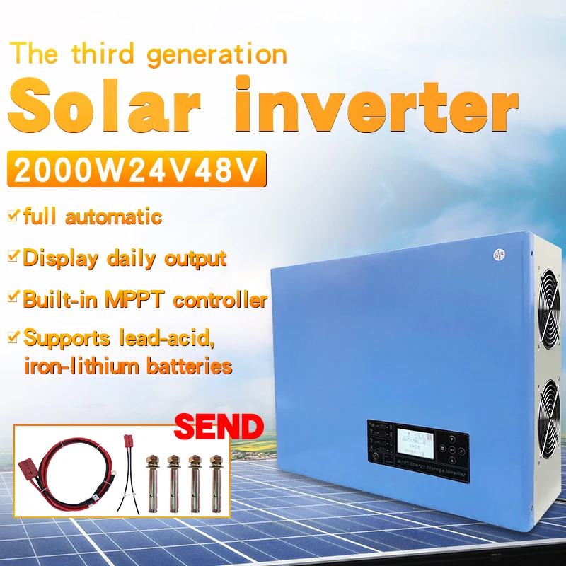 Off-grid soalr Hybrid power frequency pure sine wave inverter DC 24V 48V to AC 220V build in MPPT charge controller 2000W30A60A |