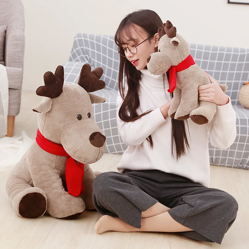 2020 новый плюшевый олень мягкие игрушки Moose креативный красный шарф кукла детская