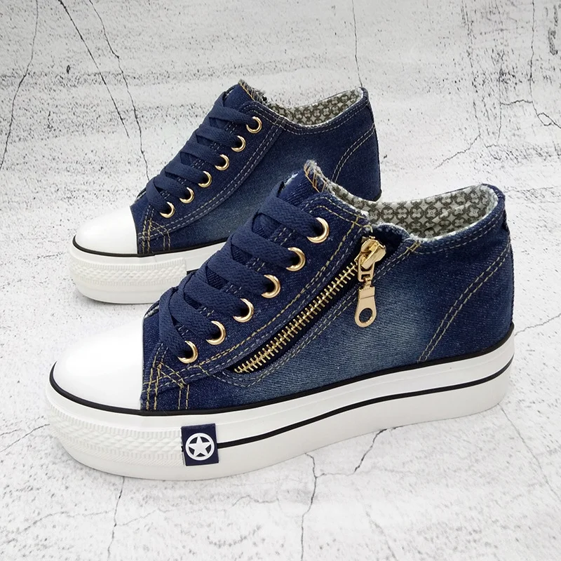 Женская модная повседневная обувь на плоской подошве джинсовые джинсы