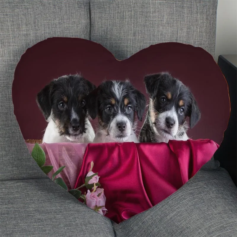 

Dog Custom Heart Shape Pillow Cover Custom Zipper Pillowcase Cover Wedding Home Office Decorative
