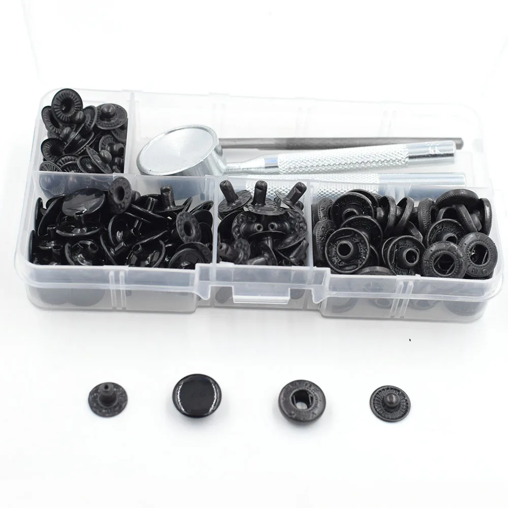 

50 Sets/ Boxes 12.5 mm Snap Fastener Button Spring clasp Black Snaps Rivet Clothing & Accessories Metal Button Snap Buckle