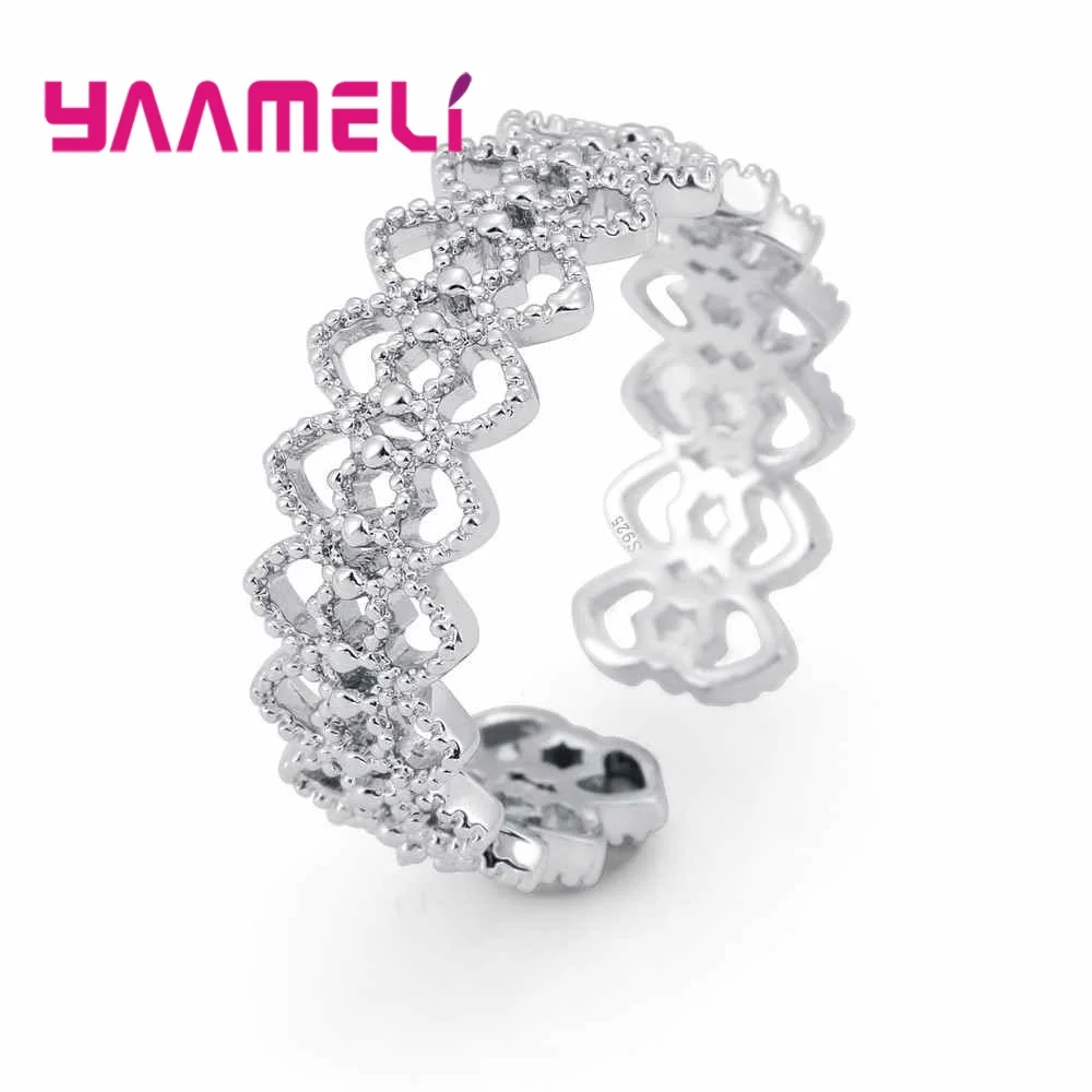 

925 Серебряные вечерние кольца для женщин, модные открытые Свадебные обручальные кольца с узором, свадебные ювелирные изделия
