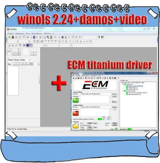 Winols 2 24 + разблокированный патч Damos-файлы видео Руководство пользователя Ecm titanium