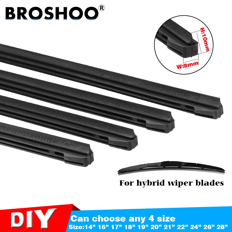 

BROSHOO Auto Vehicle Insert Rubber Strip Car Wiper Blade (Refill) 8mm 14"16"17"18"19"20"21"22"24"26"28" 4pcs/lot Car Accessories
