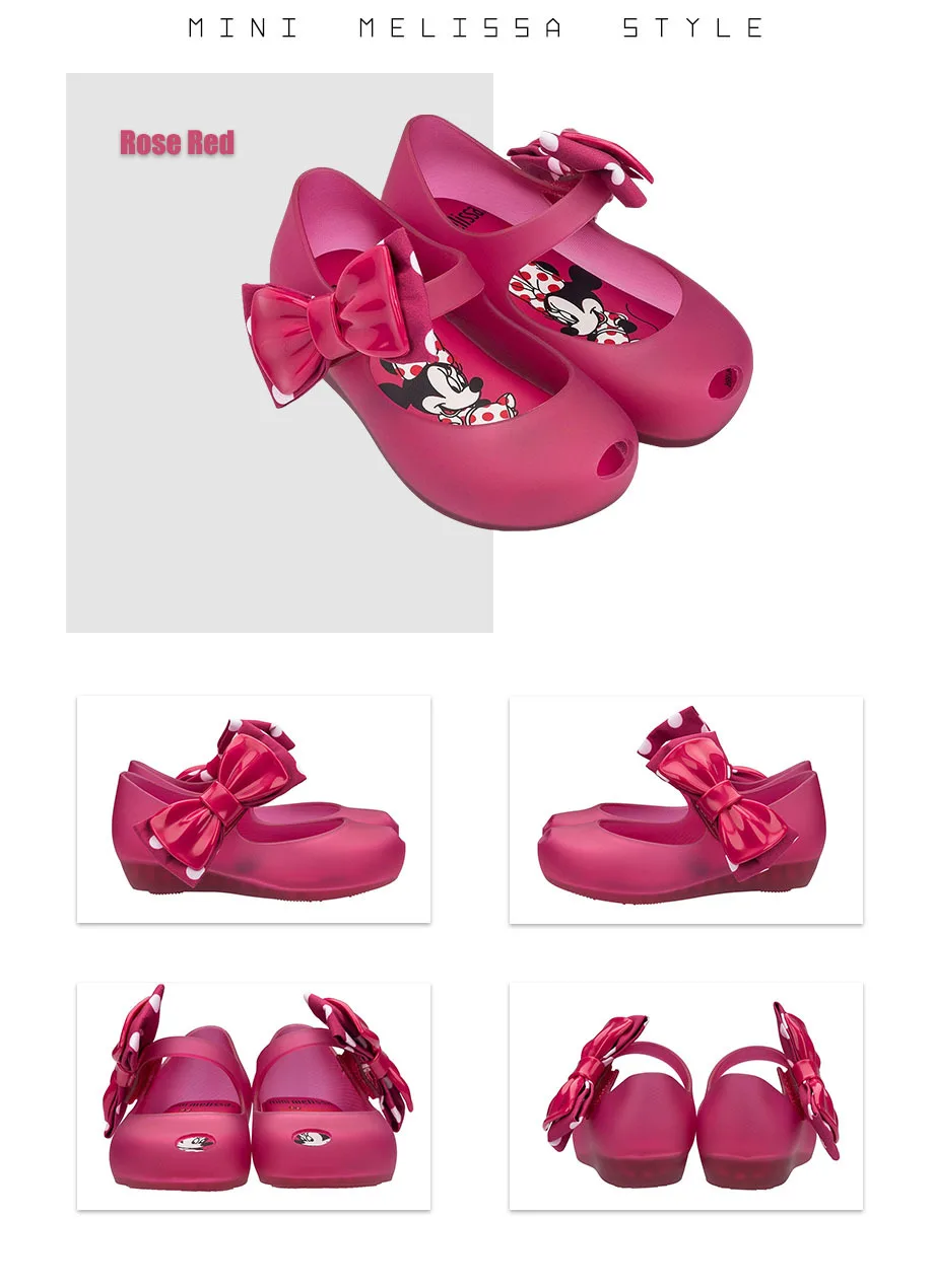 Mini Melissa/оригинальные Ultragirl+ Minnie II, новинка года, пластиковые сандалии для девочек с бантом, детские сандалии Melissa/детские Нескользящие туфли