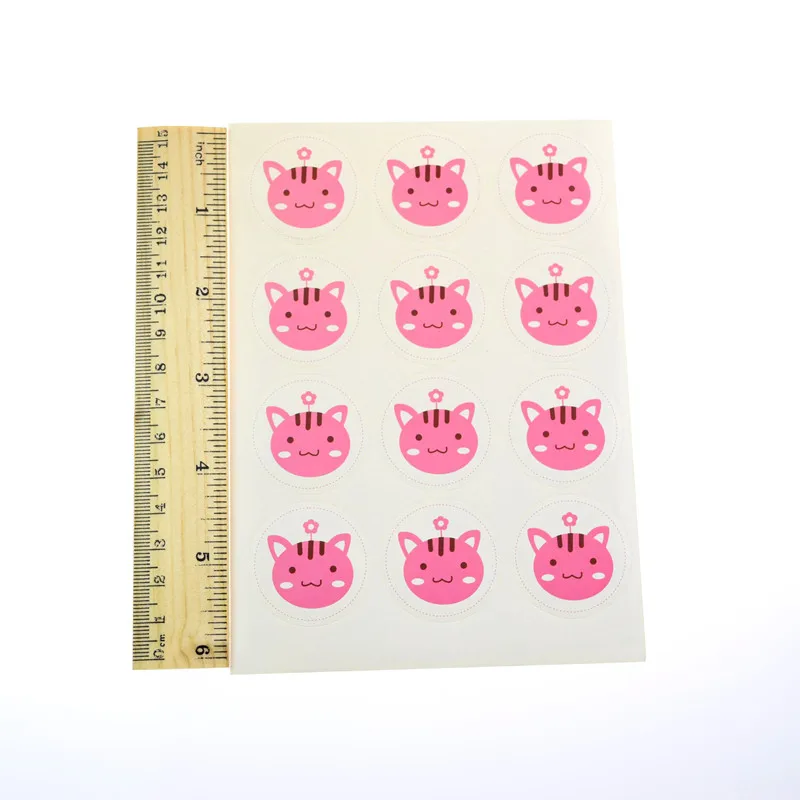 Hand made Cute cat Pink Seals Sticker DIY Scrapbooking Kraft Paper Labels Envelopes packaging Label For Cake Box Wrapping Baking | Дом и сад
