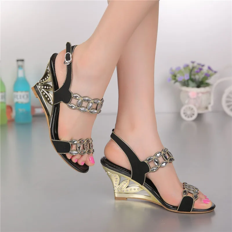 G SPARROW Летняя женская обувь высокого качества Удобные босоножки на танкетке с