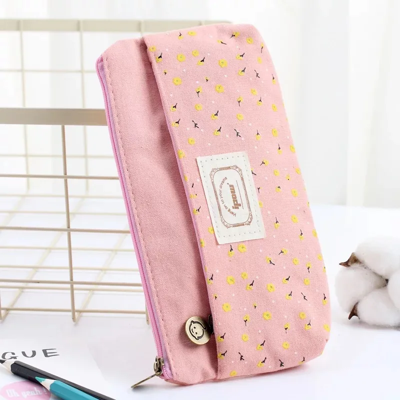 1 шт. 2017 школьная сумка для карандашей двойная молния холст пенал чистая и свежая