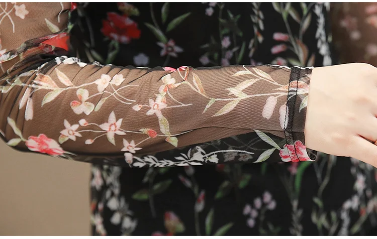 

Long Sleeve Shirts Women 2021 Office Lady Appliques Regular Full Floral O-Neck Women Shirts Shirts Plus Size Women 2025 50