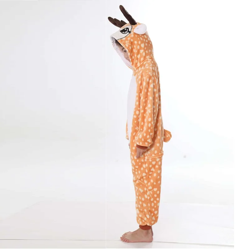 Детский Зимний Рождественский олень Kigurumi фланель единорог пижамы вечерние