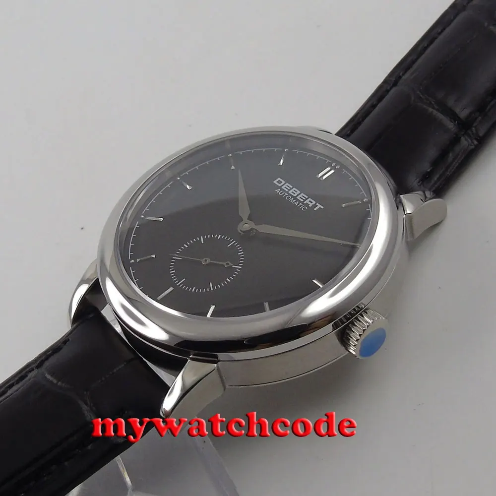 Полированные 40 мм деберт черный циферблат кожаный ремешок автоматические