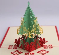 10pcs christmas tree handmade kirigami origami 3d pop up greeting cards invitation postcard for birthday christmas party gift