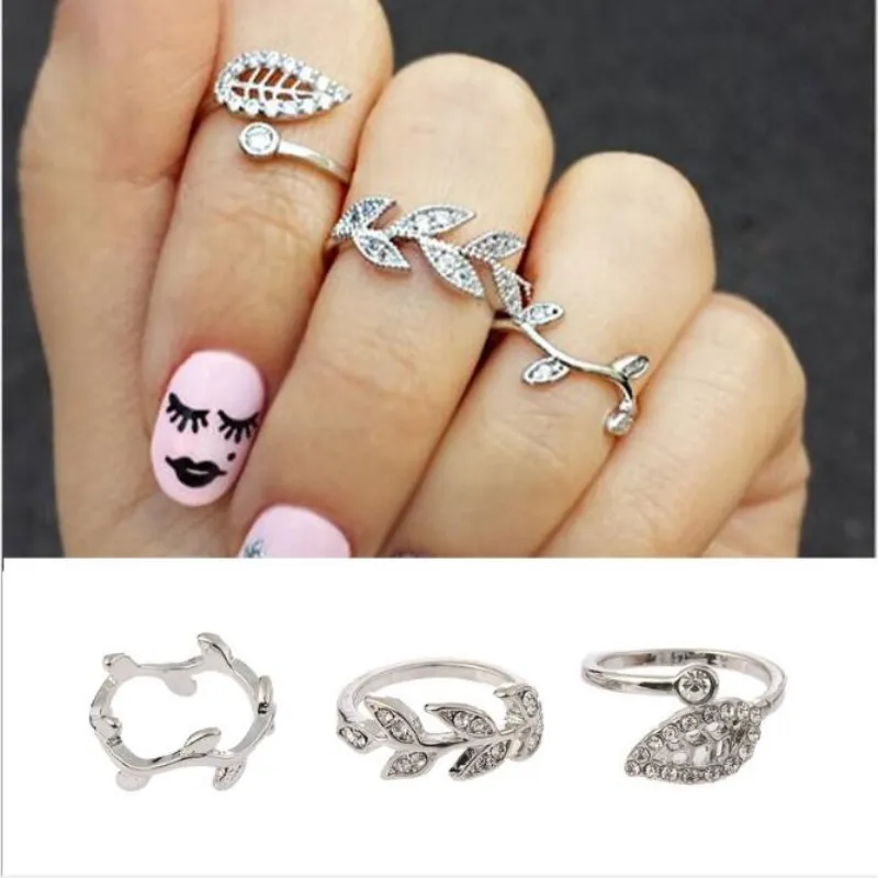 Набор женских колец в стиле панк с имитацией листьев 3 шт. 8RD157|fashion ring set|ring setset fashion