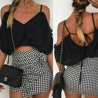 Женская шифоновая блузка без рукавов с открытыми плечами|blouse off|shirt blousetops ladies |