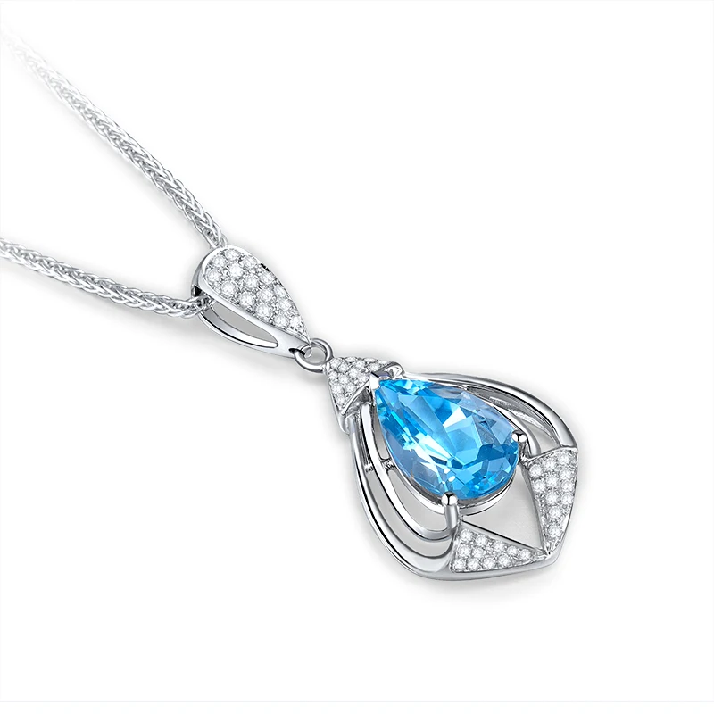 Женский кулон с топазом LOVERJEWELRY однотонный из белого золота 18 карат натуральным
