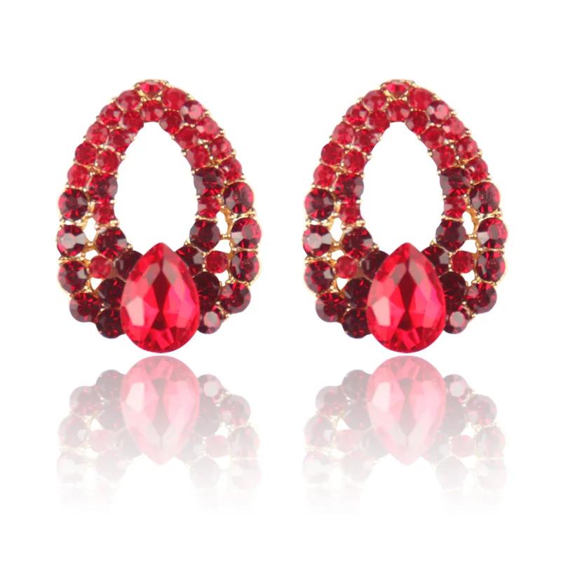 2016 New arrival Celebrity wind waterdrops blue rhinestone fashion boutique crystal stud earrings for woman 9 colors | Украшения и