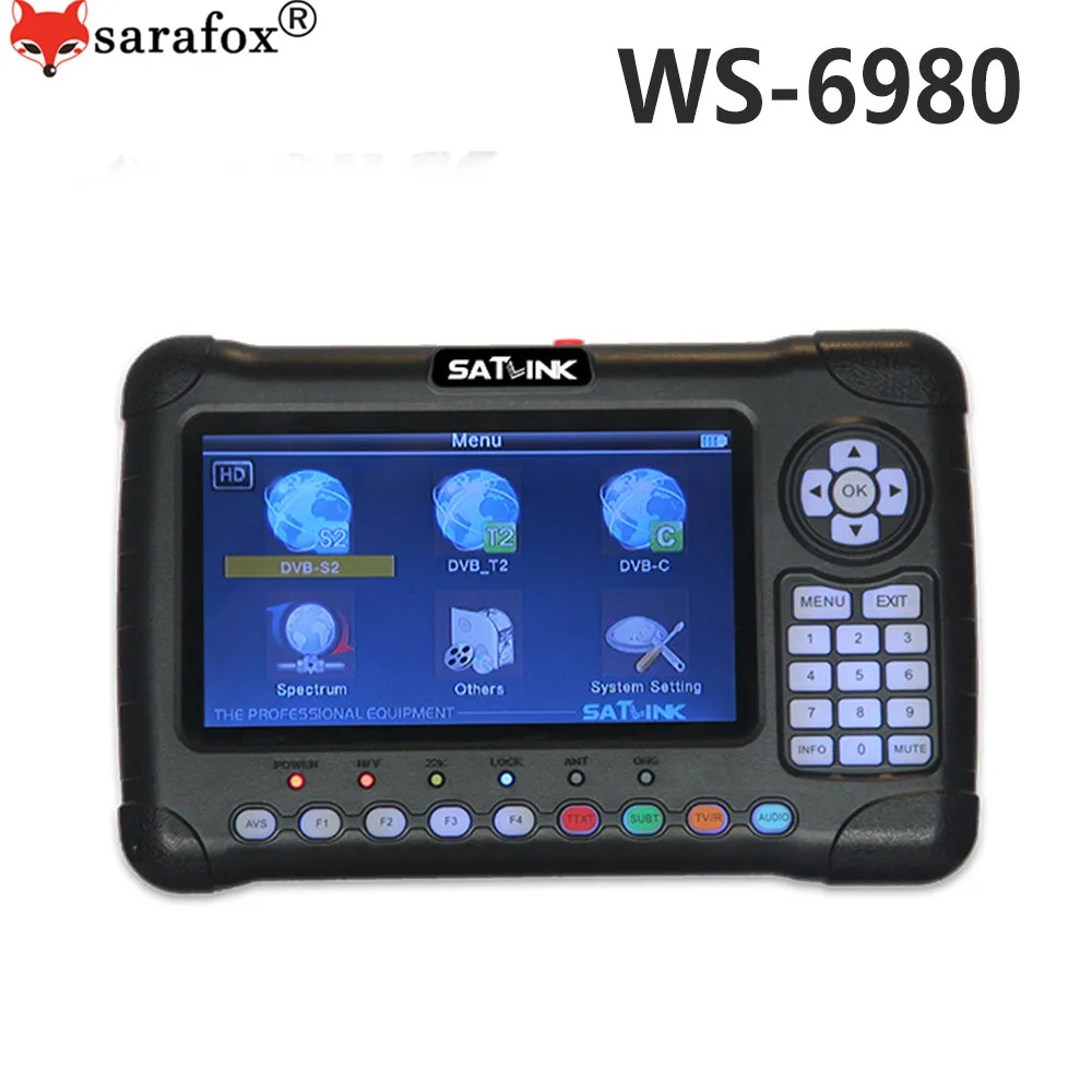 DHL Бесплатная доставка WS 6980 7-дюймовый ЖК-экран DVB-S2 + DVB-T/T2 DVB-C Combo Finder с анализатор