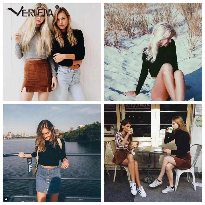 Verlena Hot Cropped Jumper 2019 Pure Black Winter Sweater Crop Top Knitwear Long Sleeve Turtleneck Women Sweaters Pullovers Pull | Женская