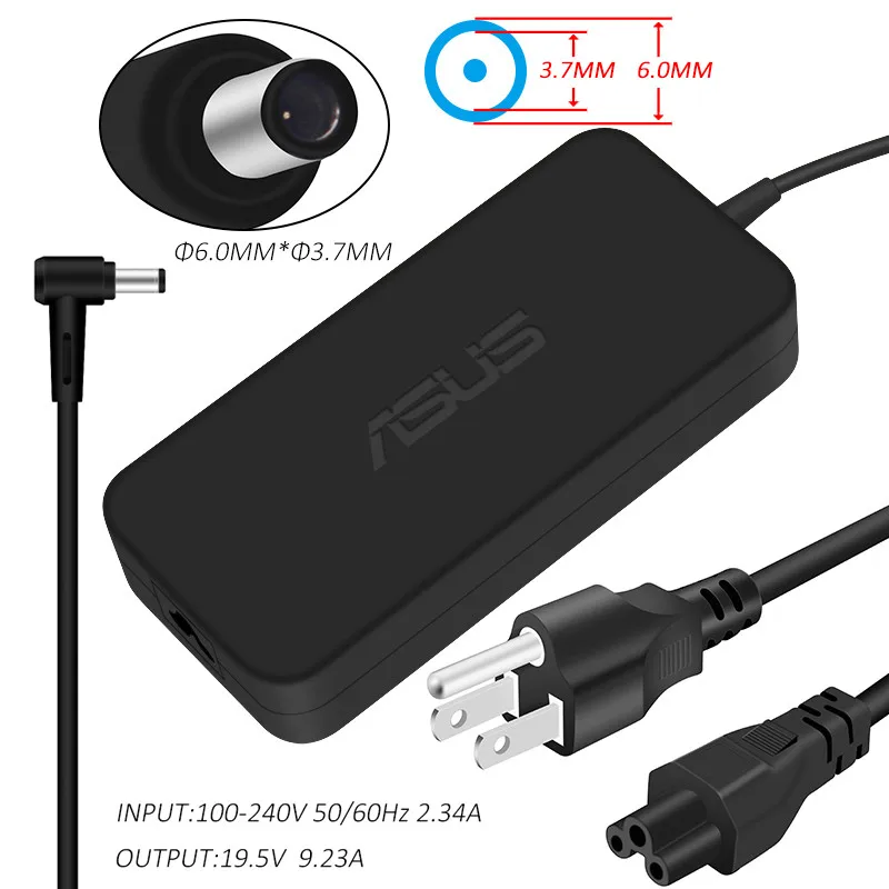 ASUS 19,5 V 9.23A 180 Вт 6,0*3,7 мм AC адаптер ноутбука Мощность зарядное устройство с адаптером для путешествий для Asus FX86SM FX86F ROG GM501GM GX531GM GL504G - Цвет: US Version