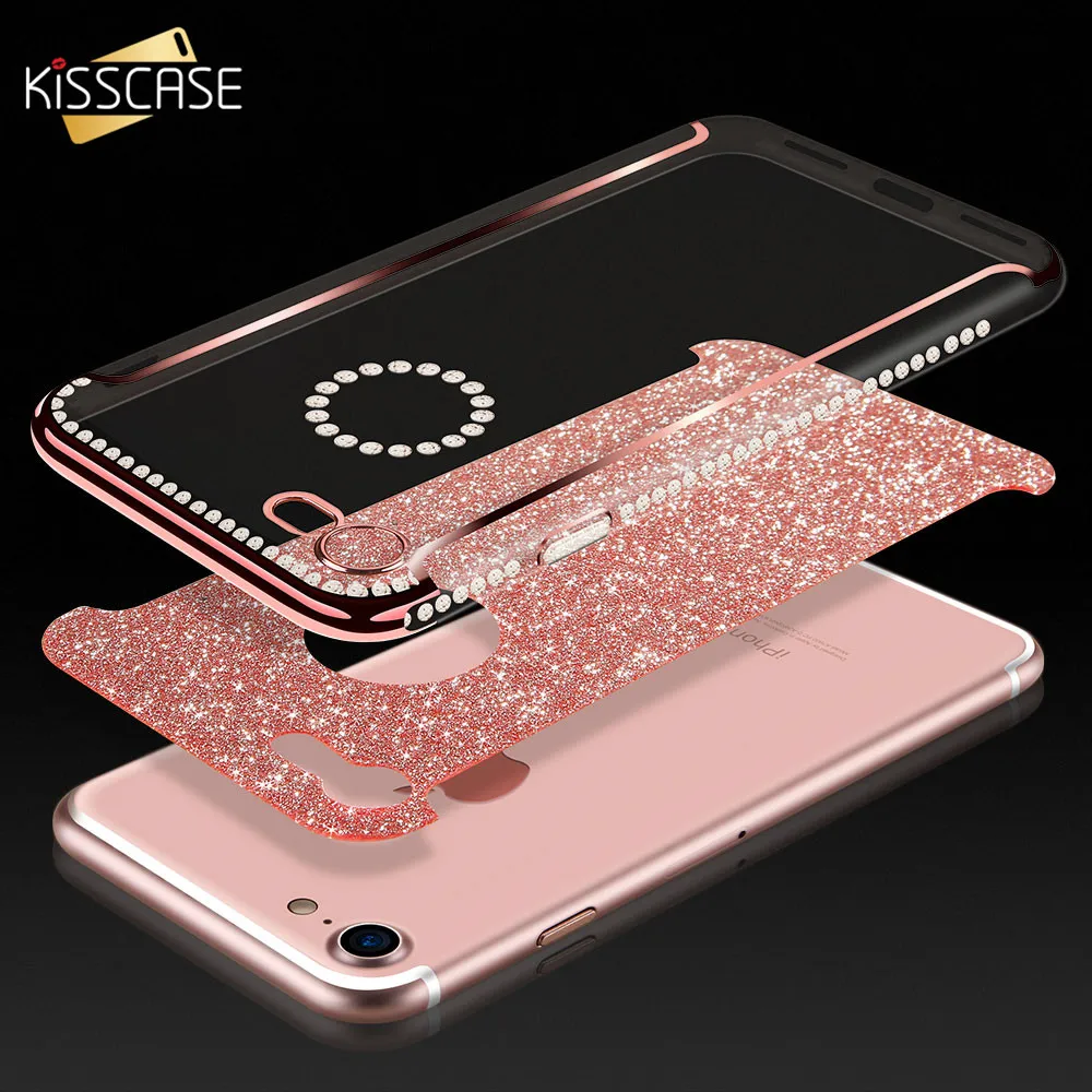 KISSCASE Diamond Phone Case For iPhone 7 8 6S 6 Plus Glitter Luxury Bling Silicone Shell 5S 5 5E Back Cover Capa |