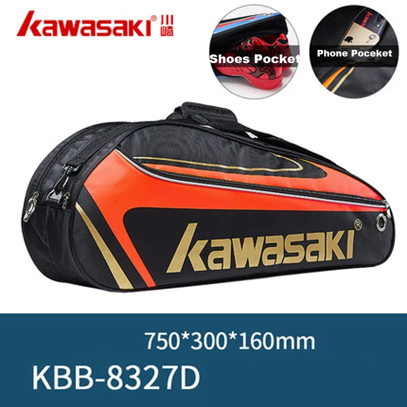 New Orange Теннисная сумка Kawasaki, сумка на одно плечо, 1-3 ракетки для бадминтона, теннисная ракетка, сумка для ракетки для бадминтона, Мужская теннисная тренировочная сумка - Цвет: New Orange