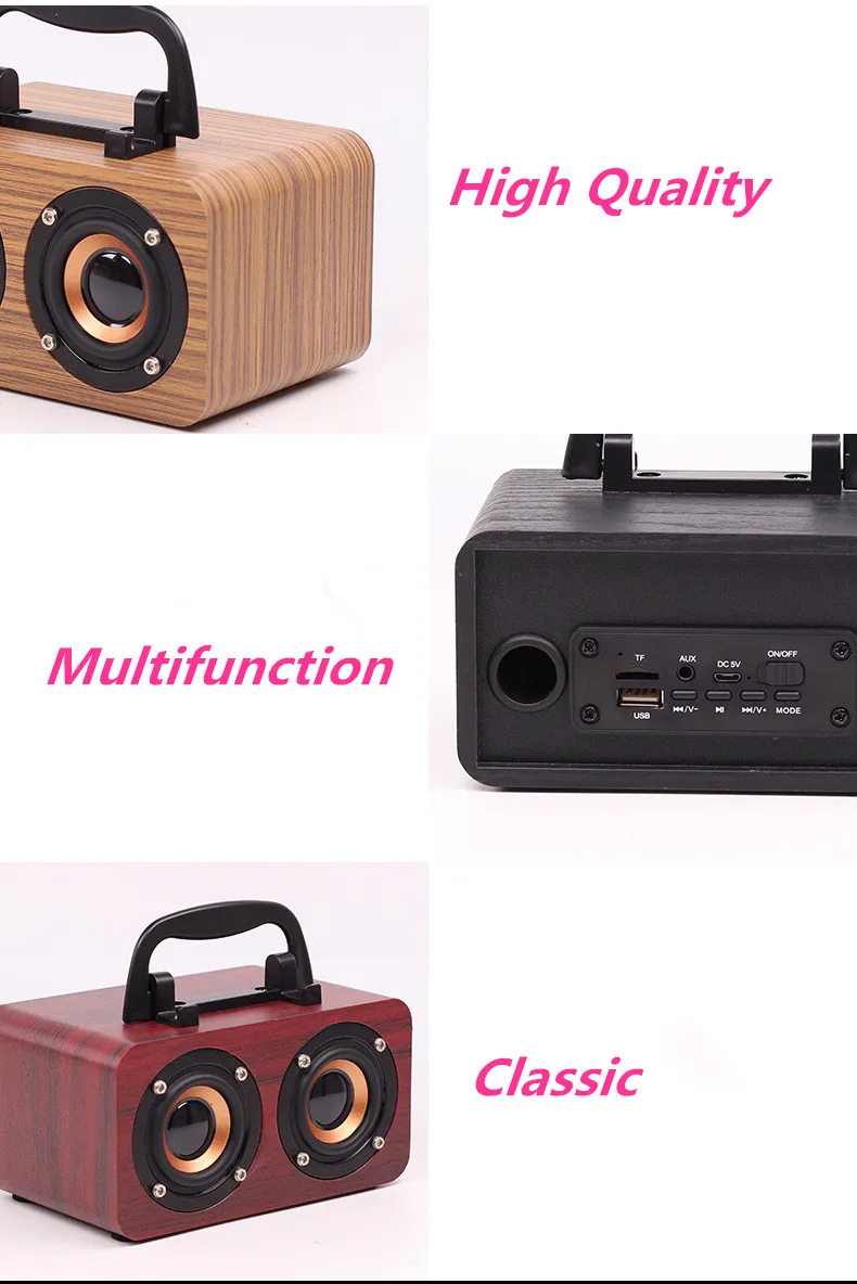 FT-4002 деревянные Bluetooth колонки Ретро сабвуфер Портативный беспроводной мини динамик поддержка TF USB накопитель fm-радио