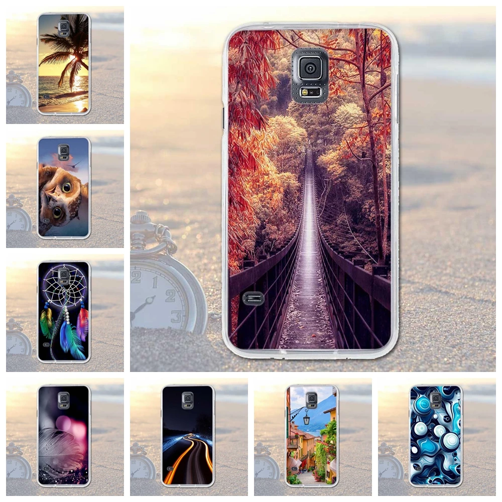 Fundas Mobile Phone Bags Case Cover for Samsung Galaxy S5 SV I9600 Soft Slim TPU Animal Owl Dog Scenery Printed for Samsung S5