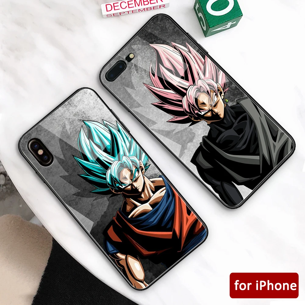 Case for iPhone 12 pro Sun Goku glass back cover case Dragon Ball Z 6 6s 7 8 Plus X XS Max XR 11 max SE2 | Мобильные телефоны и