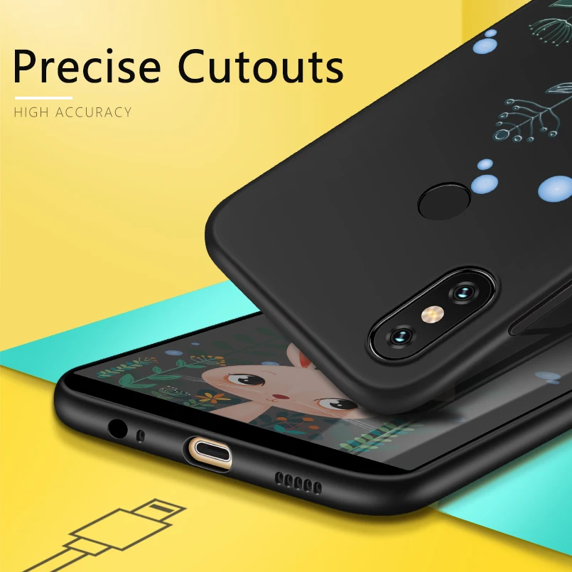 Cartoon Case For Xiaomi Mi A2 Lite Cover Cute Silicone Original 3D Relief Bumper Fundas 8 9 Phone |