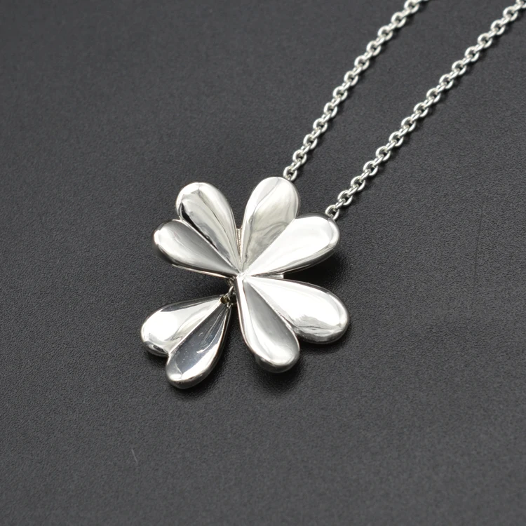 

High Quality 925 Sterling Silver Necklace Lucky Four Leaf Clover With Sliding Necklace Fit For Women Diy Wedding Gift Jewelry
