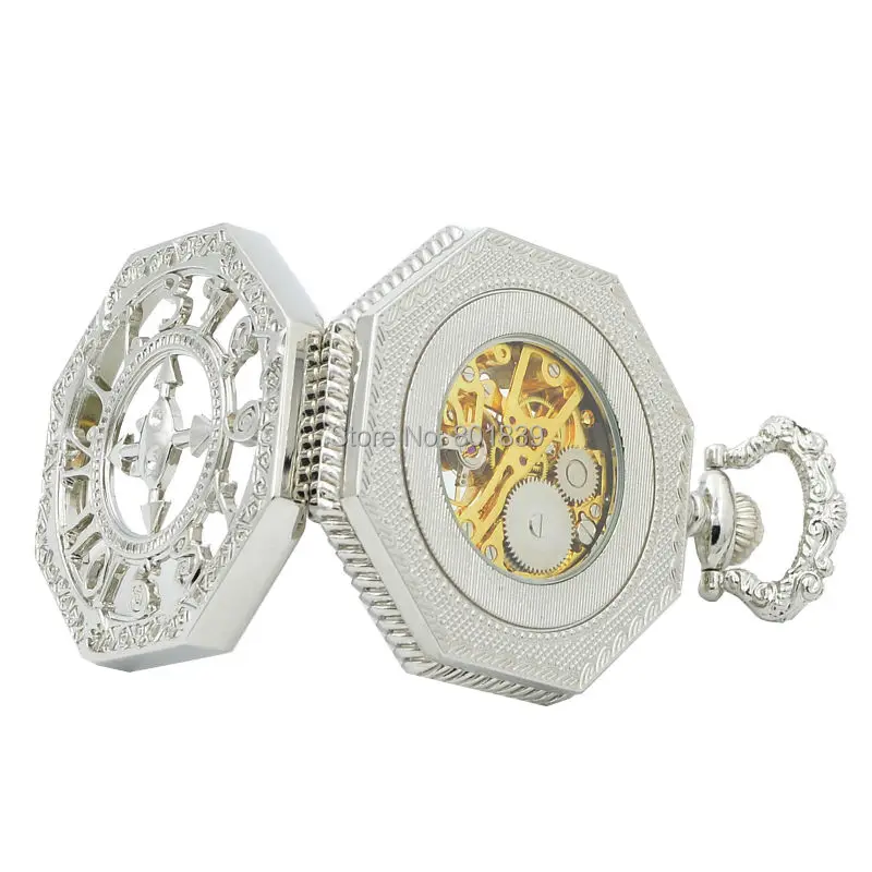 Мужские карманные часы большого размера из металлического сплава с блестящей