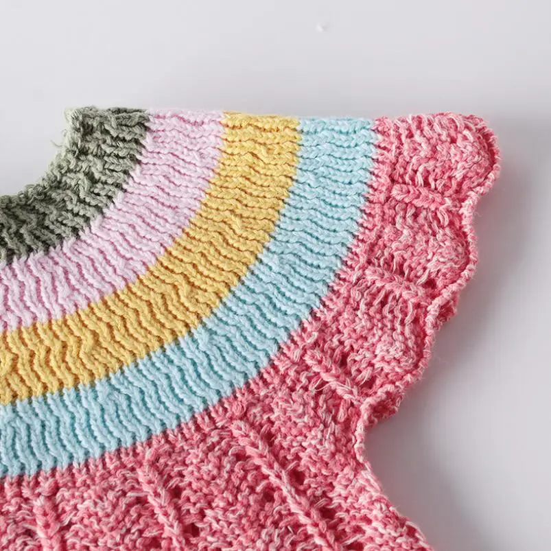 Вязаные шерстяные боди для маленьких девочек одежда с изображением радуги