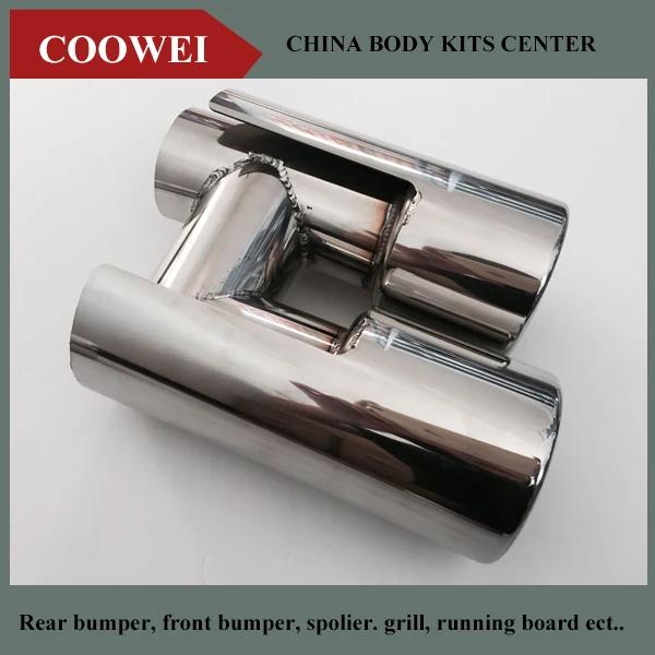 Двойной наконечник выхлопной трубы из нержавеющей стали универсальный для