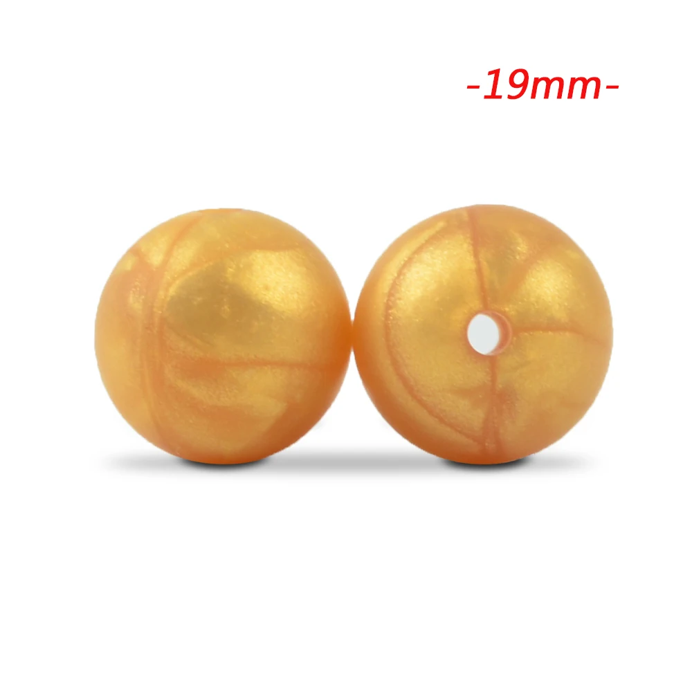 metal gold LOFCA 10 шт силиконовые бусины 19 мм круглые Детские Прорезыватели без бисфенола пищевая детская игрушка DIY ювелирные изделия ожерелье аксессуары для кормления - Цвет: metal gold