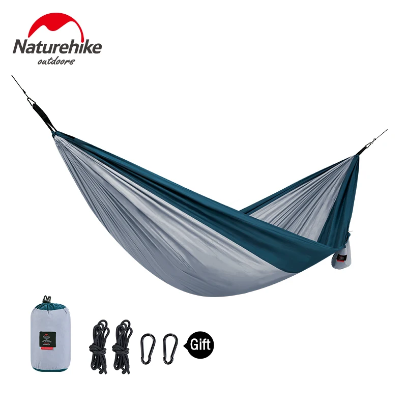 NatureHike открытый портативный складной двойной Кемпинг гамак 2 человека задний двор Парашютная веревка гамак-Сад Гамак на дерево NH17D012 - Цвет: Grey