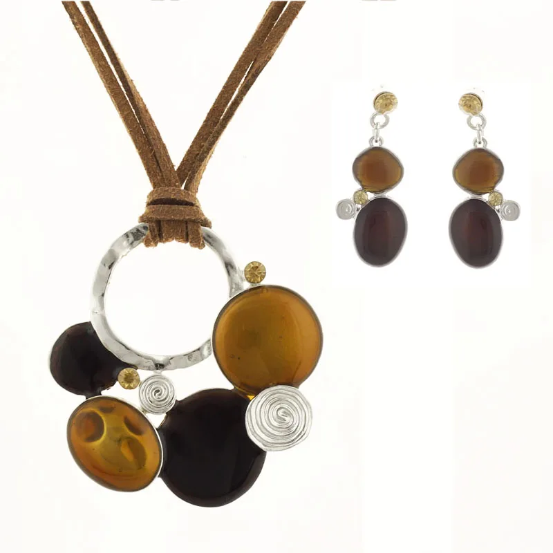 2016 новый стиль эмаль Колье Шейное ожерелье и серьги набор шнуров Модный комплект