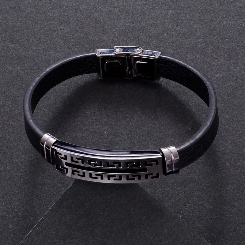 New Bracelet Simple Buckle Stainless Steel Leather Brand High Quality Black PW707 | Украшения и аксессуары