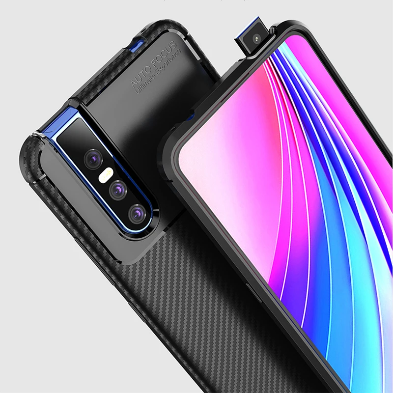 V15 Pro Чехол для VIVO X23 X27 оболочка Y97 анти осенние углеродного волокна ТПУ чехол на