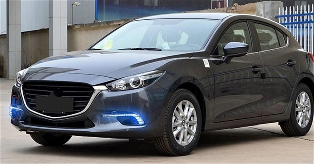 1 пара DRL для Mazda 3 мазда3 Axela дневные ходовые огни Противотуманные фары крышка фары 12 в дневной свет с поворотным сигналом