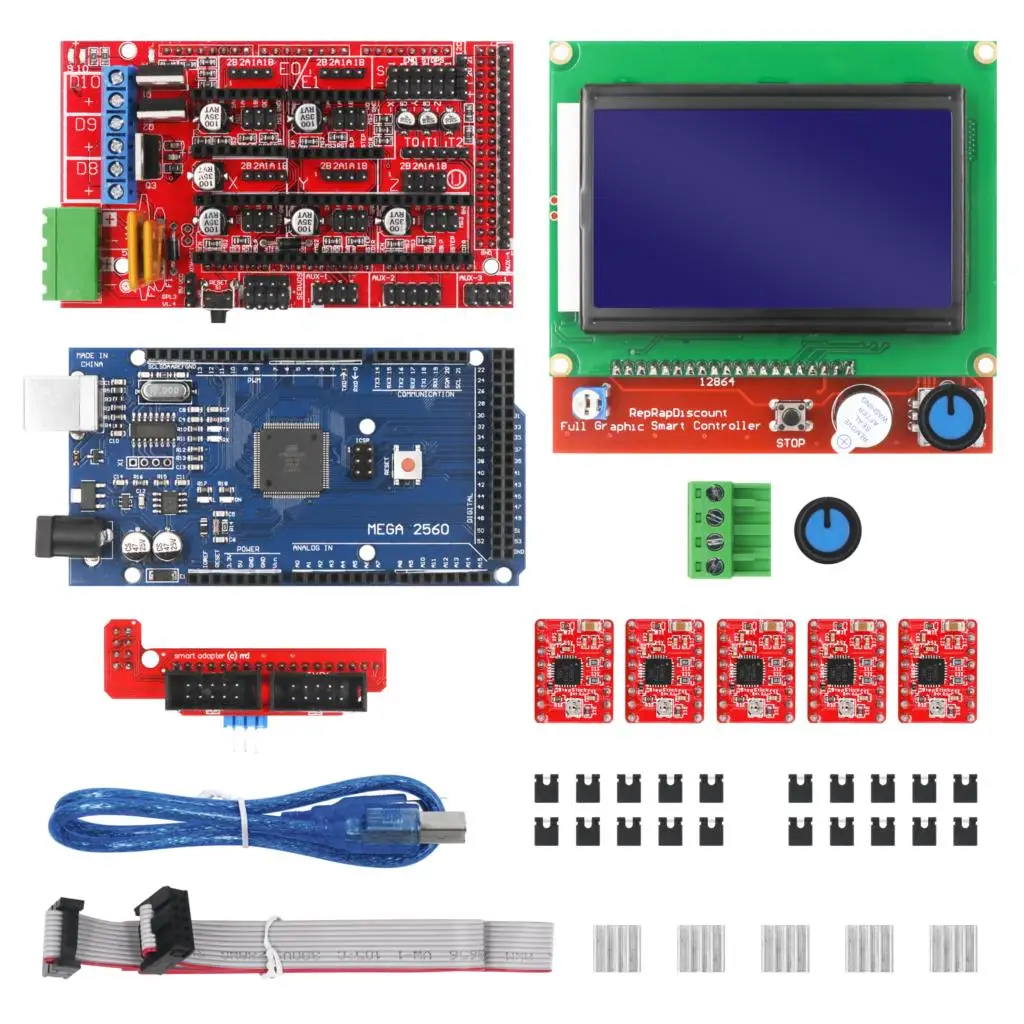 3D принтер с МЕГА 2560 R3 RAMPS 1 4 контроллер LCD 12864 A4988 радиатором для Arduino|Интегральные