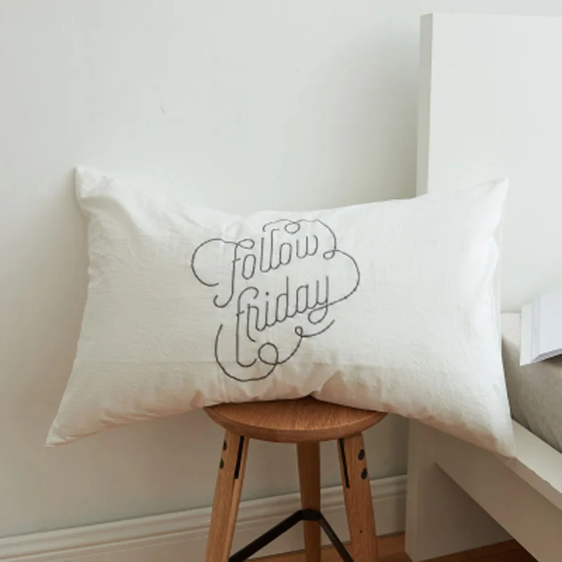 1 шт. наволочка белая мытая хлопковая милый однотонный вышитый кактус яблоко