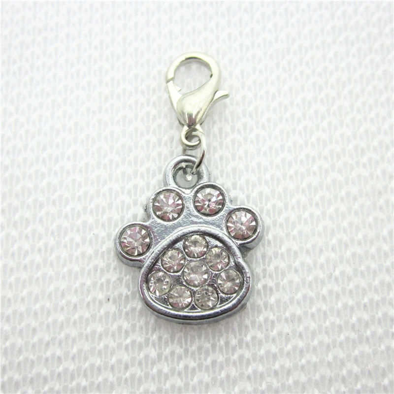 20 шт./лот хрустальные подвески в виде собачьей лапы с застежкой-лобстером для