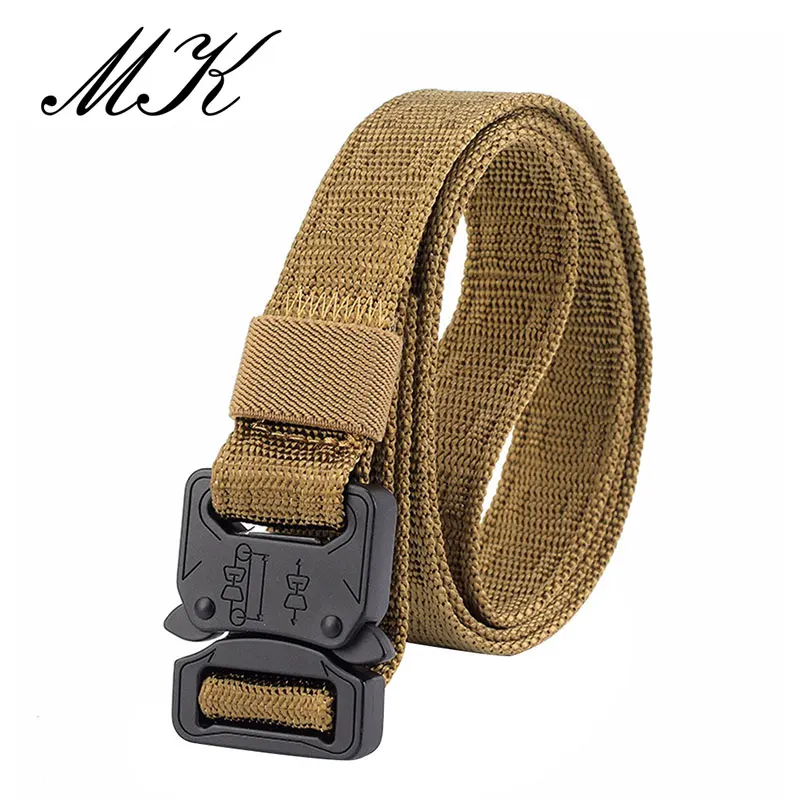 Maikun Nylon Belts for Men Army Tactical Men's Belt Metal Buckle Belt Male Thin Belt 2.5CM