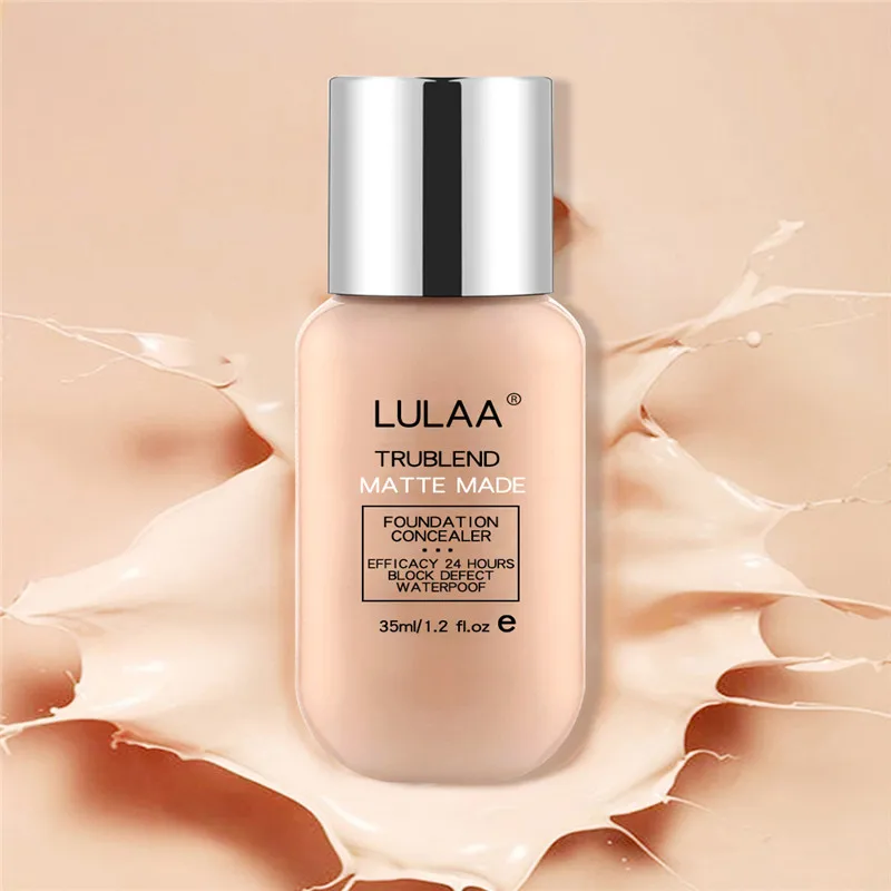 Natural 35ml Soft Matte Long Wear Foundation Oil Control Waterproof Concealer Liquid Foundation Cream Women Beauty Makeup TSLM1