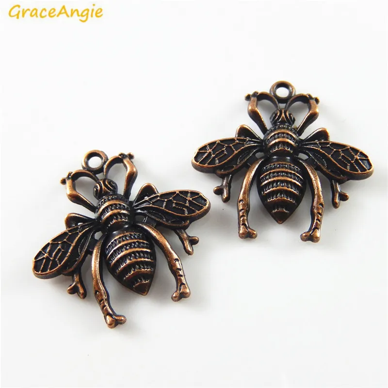 GraceAngie 30 шт. оптовая продажа яркие медные пчелы кулон медный тон сплав очарование
