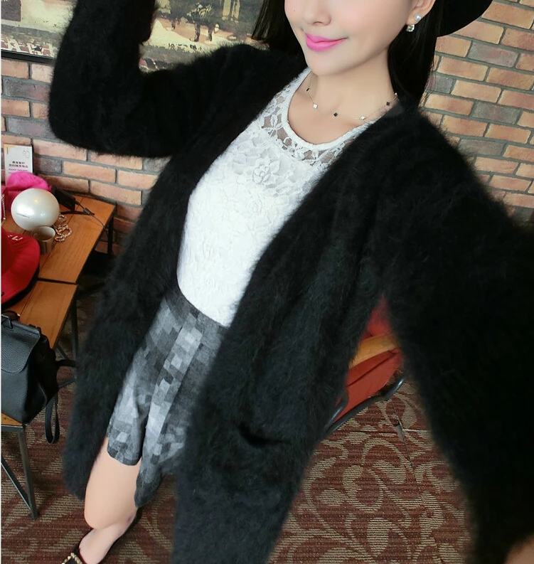 Новое поступление 2021 вязаные Длинные кардиганы из натуральной норки и кашемира